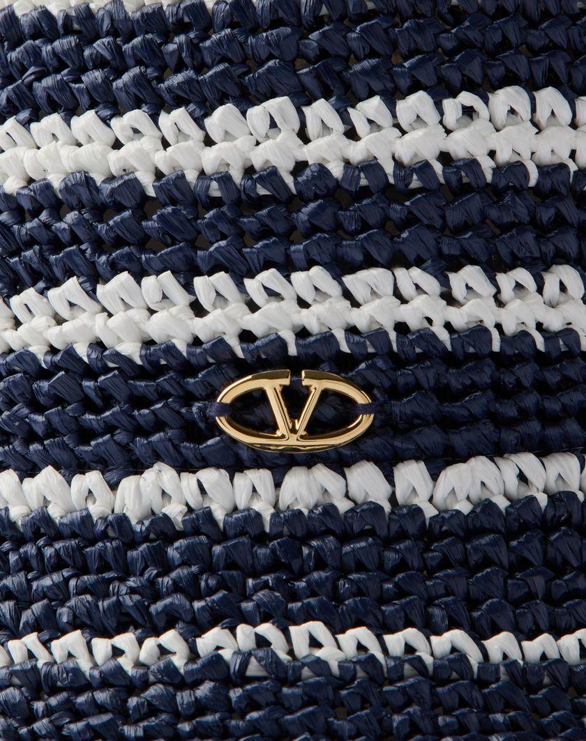 Valentino Handbags Cappello Bucket Vlogo The Bold Edition In Rafia Per Donna In Navy/avorio | Valentino IT