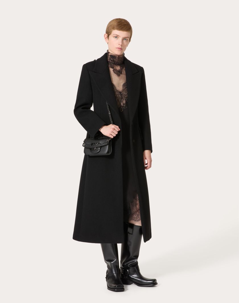 Valentino Handbags Cappotto In Compact Coat Per Donna In Nero | Valentino IT