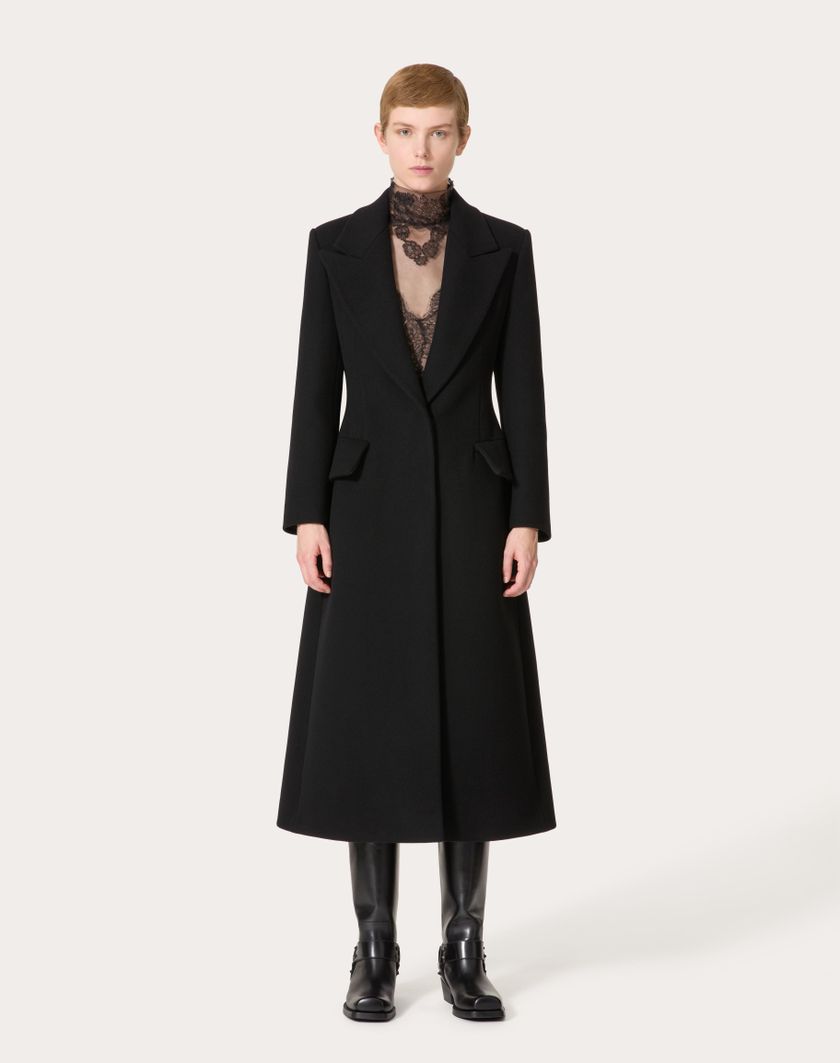 Valentino Handbags Cappotto In Compact Coat Per Donna In Nero | Valentino IT