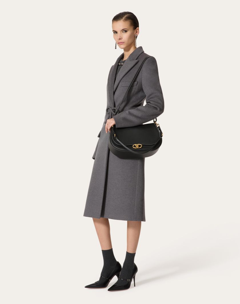 Valentino Handbags Cappotto In Compact Drap Per Donna In Grigio Scuro | Valentino IT