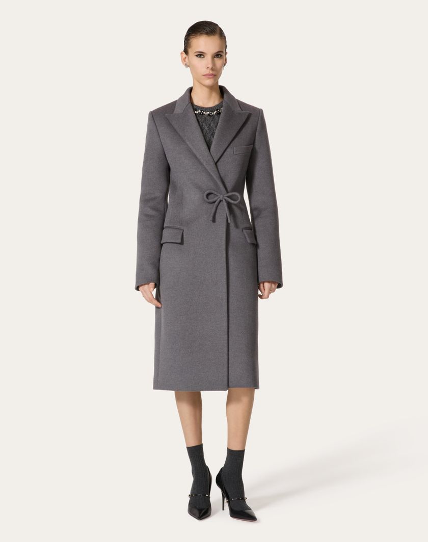 Valentino Handbags Cappotto In Compact Drap Per Donna In Grigio Scuro | Valentino IT