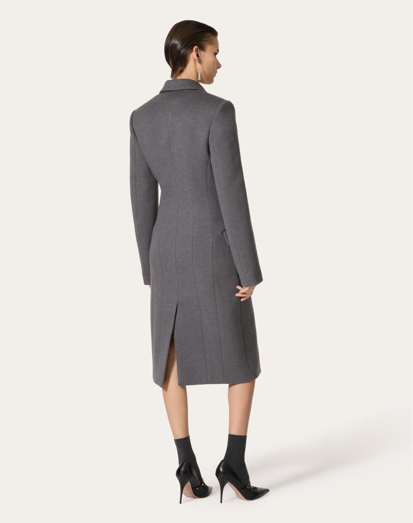 Valentino Handbags Cappotto In Compact Drap Per Donna In Grigio Scuro | Valentino IT