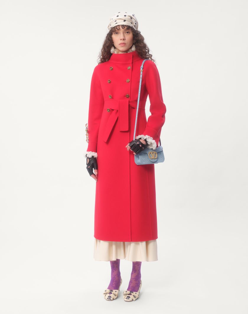 Valentino Handbags Cappotto In Compact Drap Per Donna In Rosso | Valentino IT