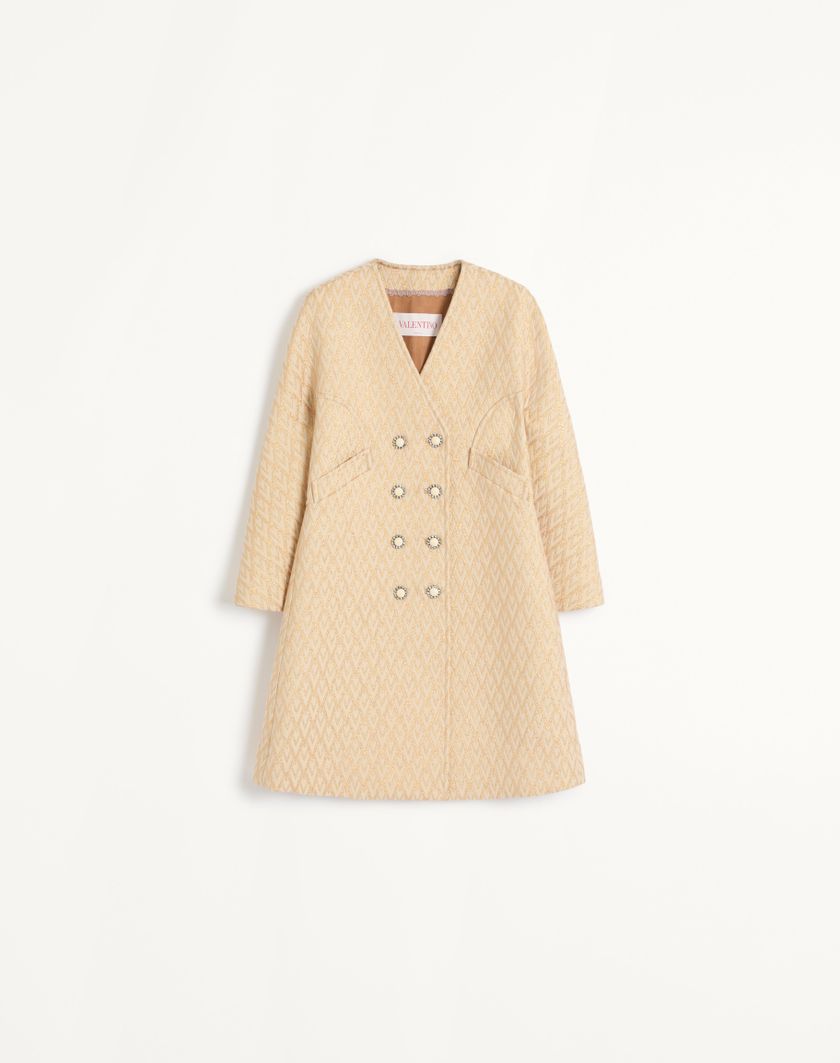 Valentino Handbags Cappotto In Lurex Jacquard Toute La V per Donna in Betulla/oro | Valentino IT