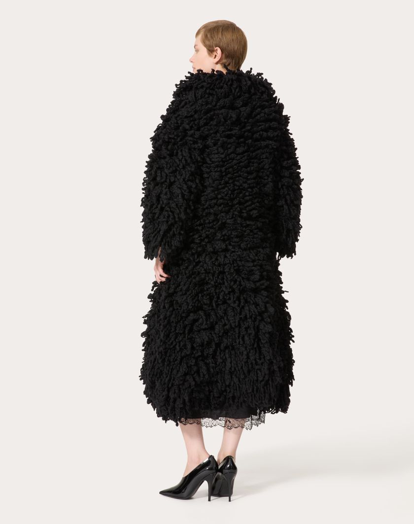 Valentino Handbags Cappotto In Maglia Di Lana Per Donna In Nero | Valentino IT