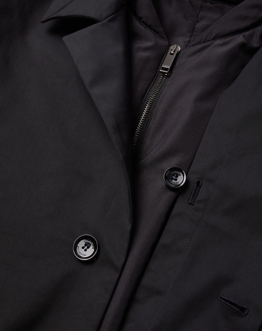 Valentino Handbags Cappotto In Nylon Con V Detail Gommate Per Uomo In Navy | Valentino IT