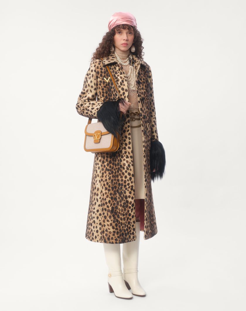 Valentino Handbags Cappotto In Panno Stampato Giaguaro Spots Per Donna In Animalier | Valentino IT