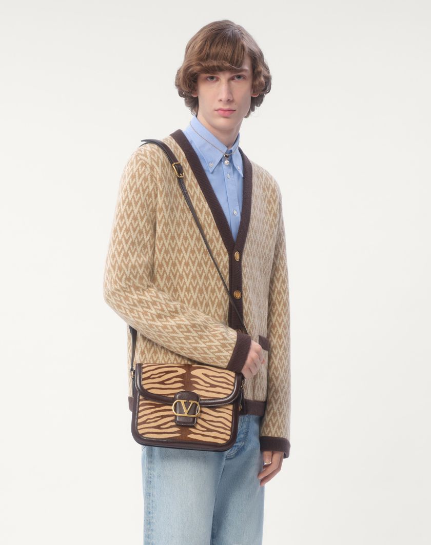 Valentino Handbags Cardigan In Lana Con Motivo Toute La V Per Uomo In Beige/crema | Valentino IT