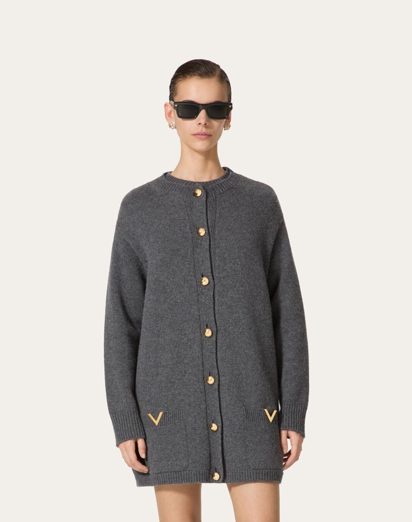 Valentino Handbags Cardigan In Lana Per Donna In Grigio Scuro | Valentino IT
