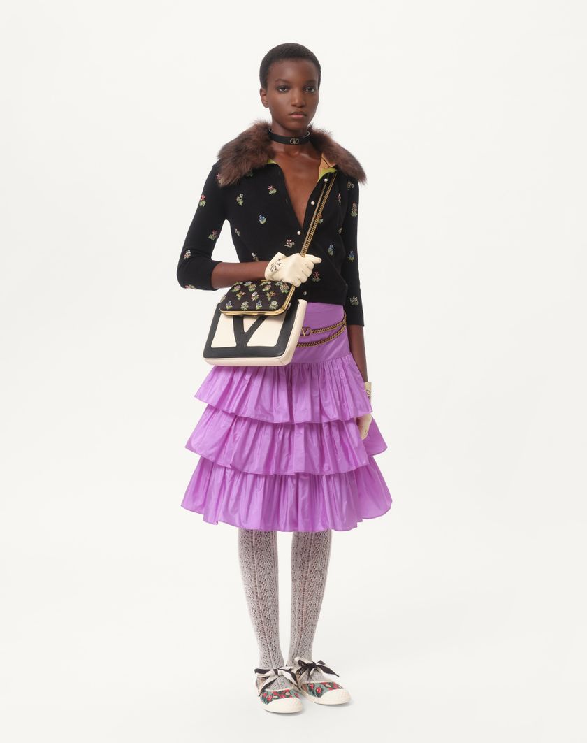 Valentino Handbags Cardigan In Lana Ricamato Per Donna In Nero | Valentino IT