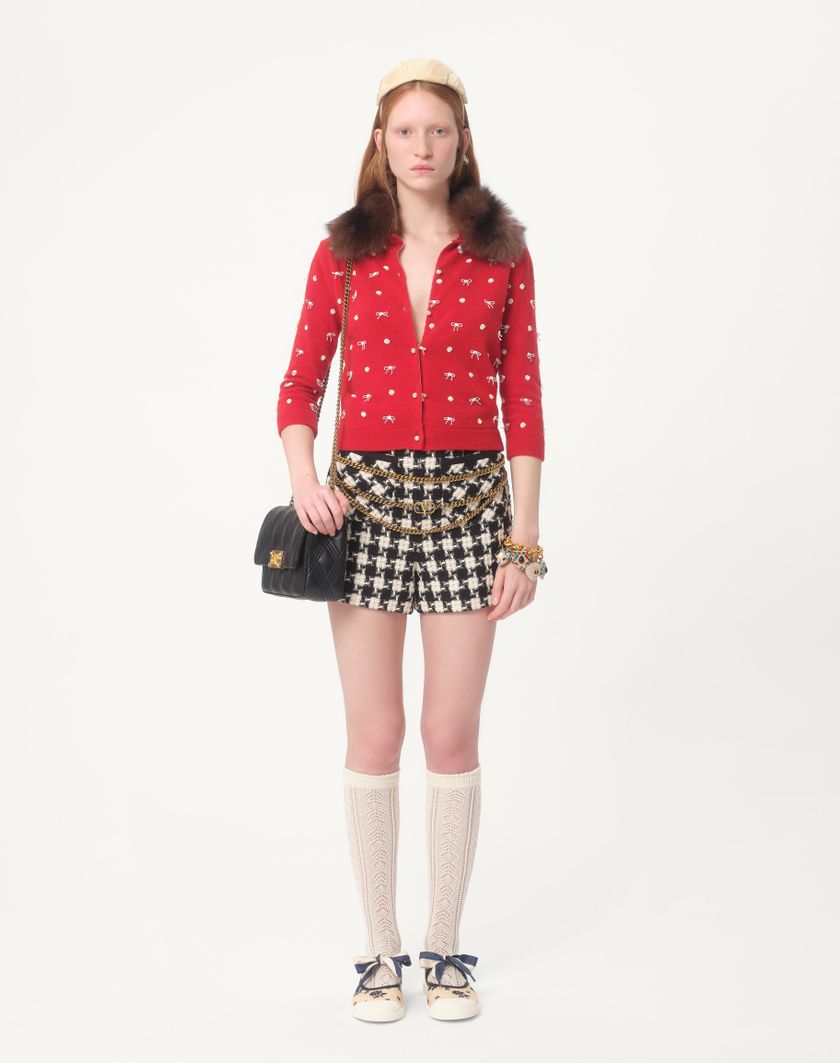 Valentino Handbags Cardigan In Lana Ricamato Per Donna In Rosso | Valentino IT