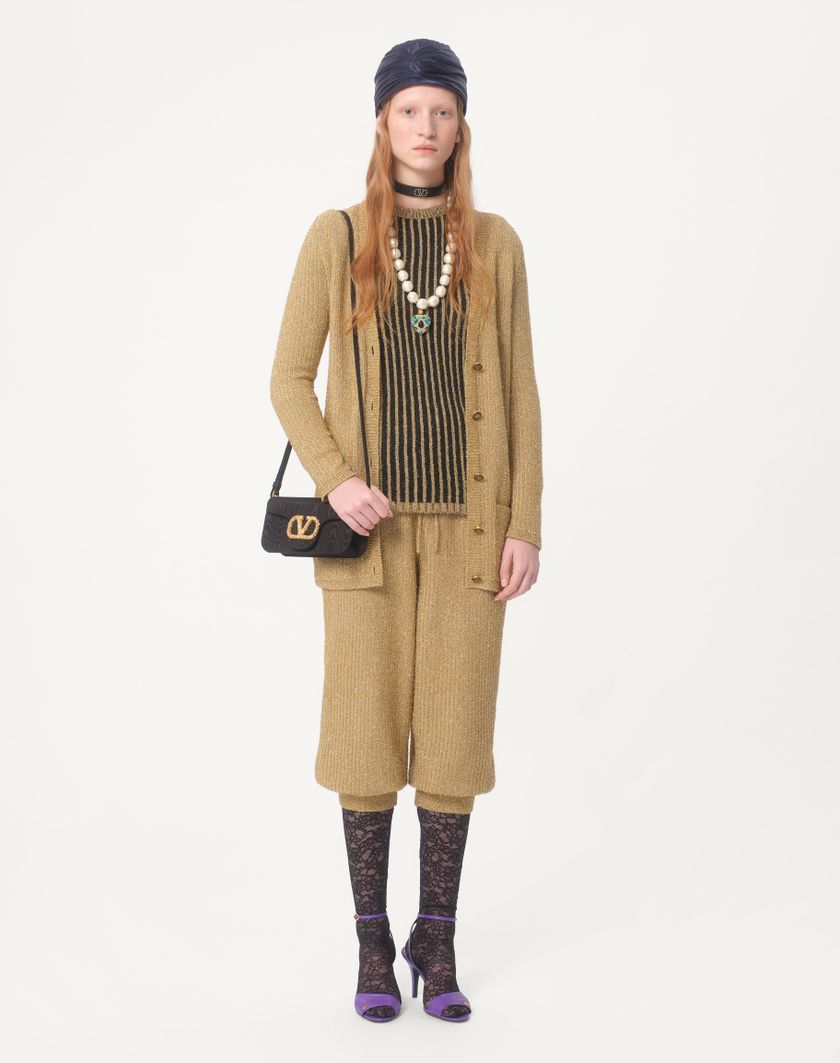 Valentino Handbags Cardigan In Lurex Per Donna In Oro | Valentino IT