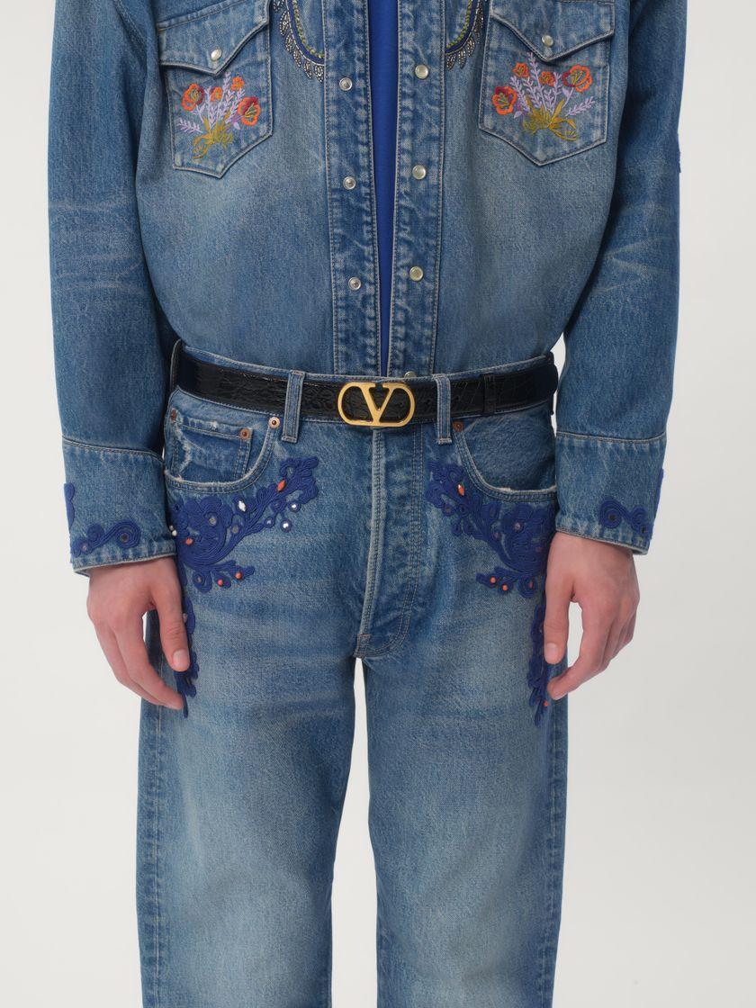 Valentino Handbags Cintura Vlogo Signature In Coccodrillo 30 Mm Per Uomo In Nero | Valentino IT