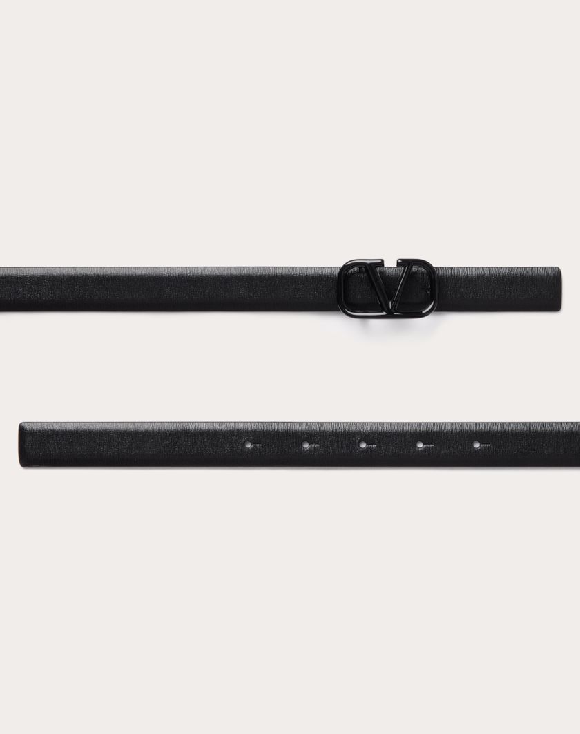 Valentino Handbags Cintura Vlogo Signature In Vitello Lucido 20 Mm Per Donna In Nero | Valentino IT