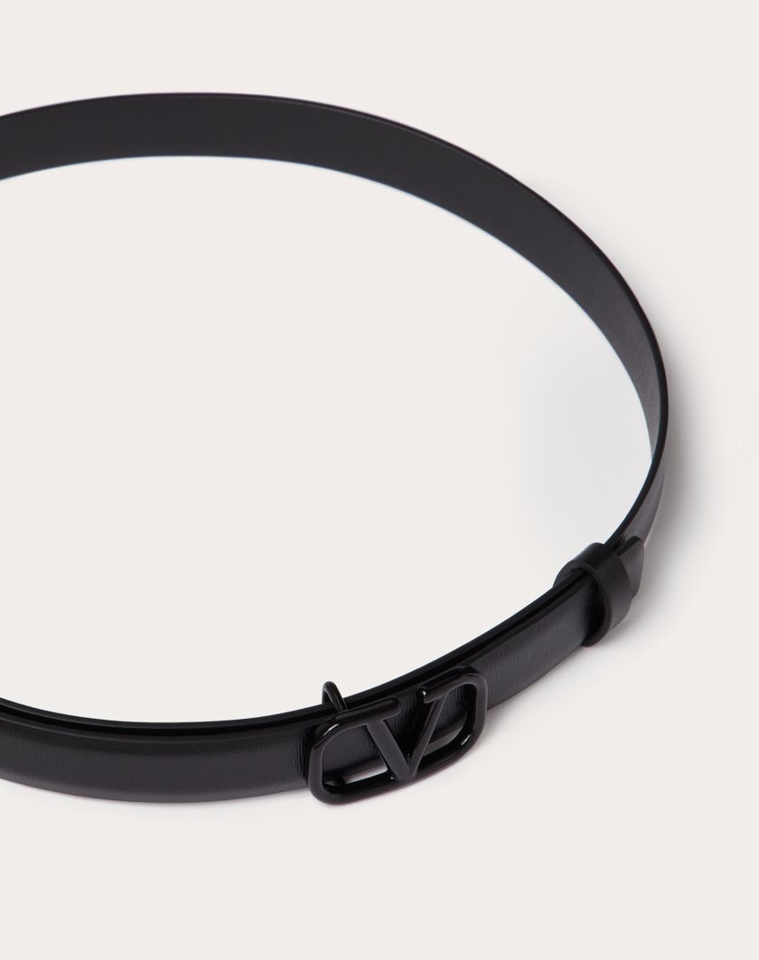 Valentino Handbags Cintura Vlogo Signature In Vitello Lucido 20 Mm Per Donna In Nero | Valentino IT