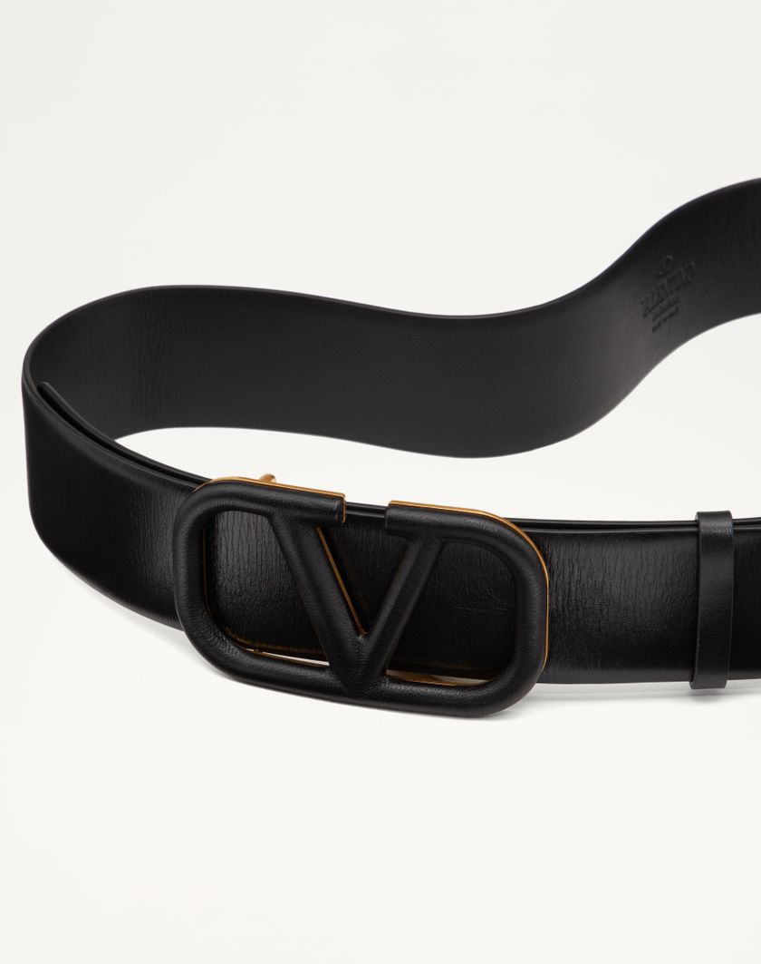 Valentino Handbags Cintura Vlogo Signature In Vitello Lucido 40mm Per Donna In Nero | Valentino IT