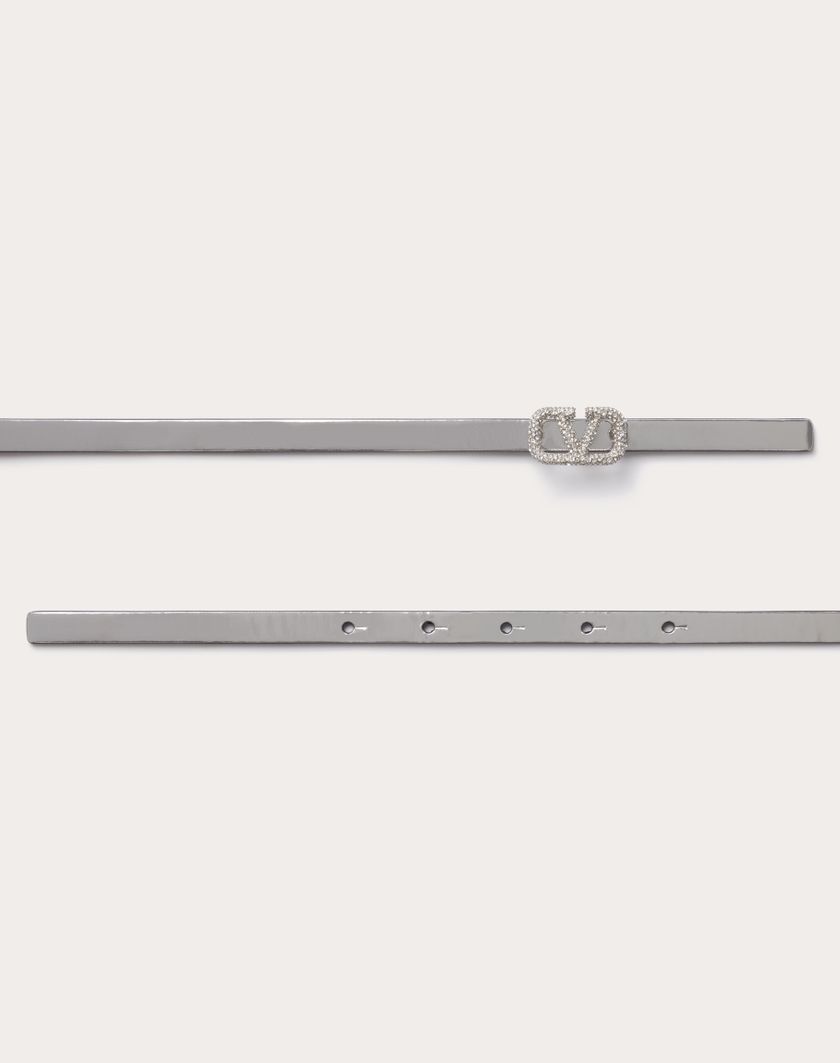Valentino Handbags Cintura Vlogo Signature In Vitello Specchiato 10 Mm Per Donna In Argento | Valentino IT