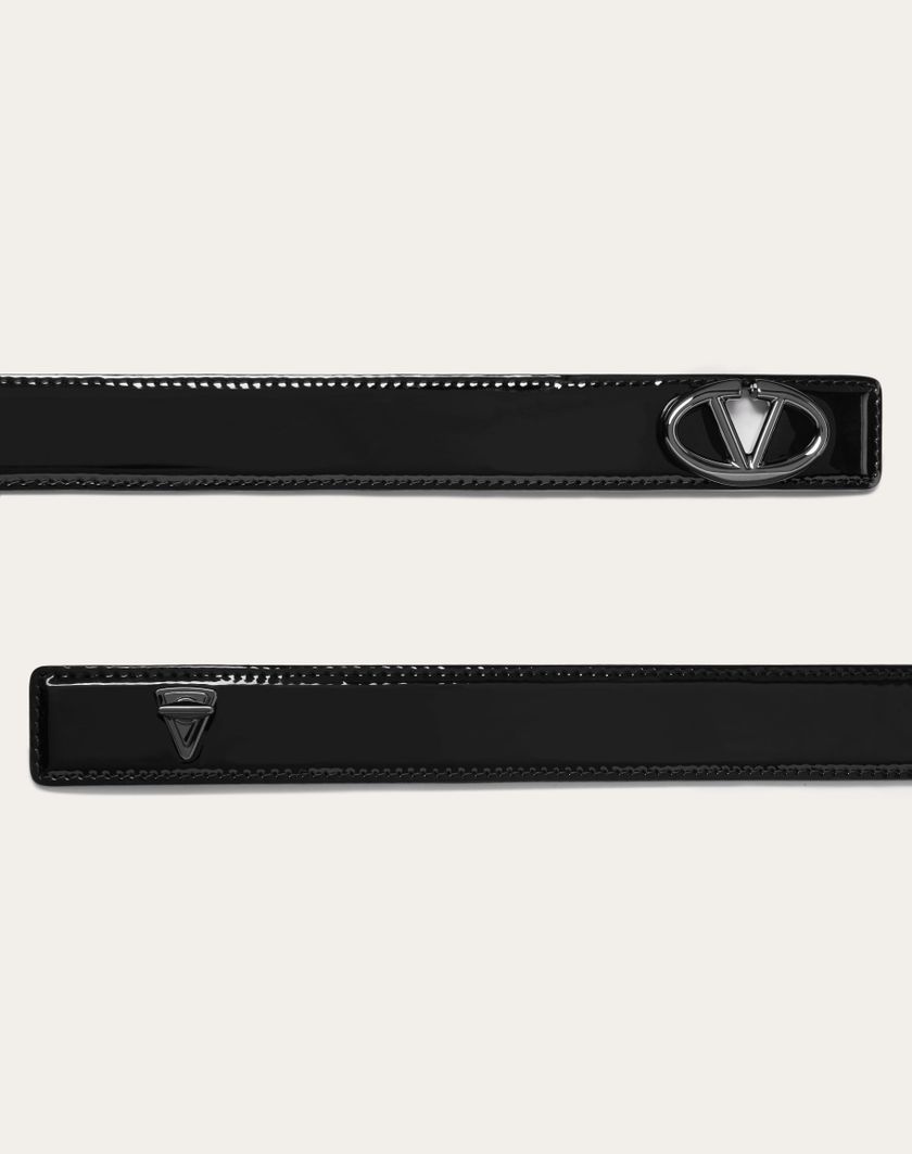 Valentino Handbags Cintura Vlogo The Bold Edition In Vernice 30 Mm Per Donna In Nero | Valentino IT
