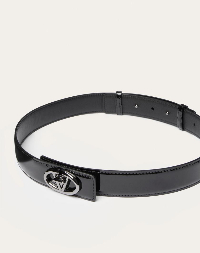 Valentino Handbags Cintura Vlogo The Bold Edition In Vernice 30 Mm Per Donna In Nero | Valentino IT