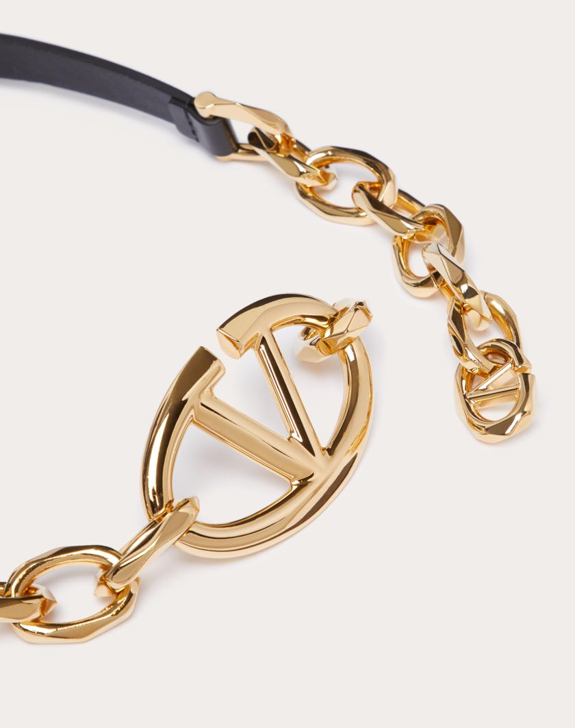 Valentino Handbags Cintura Vlogo The Bold Edition In Vitello Lucido Con Catena Per Donna In Cappuccino | Valentino IT