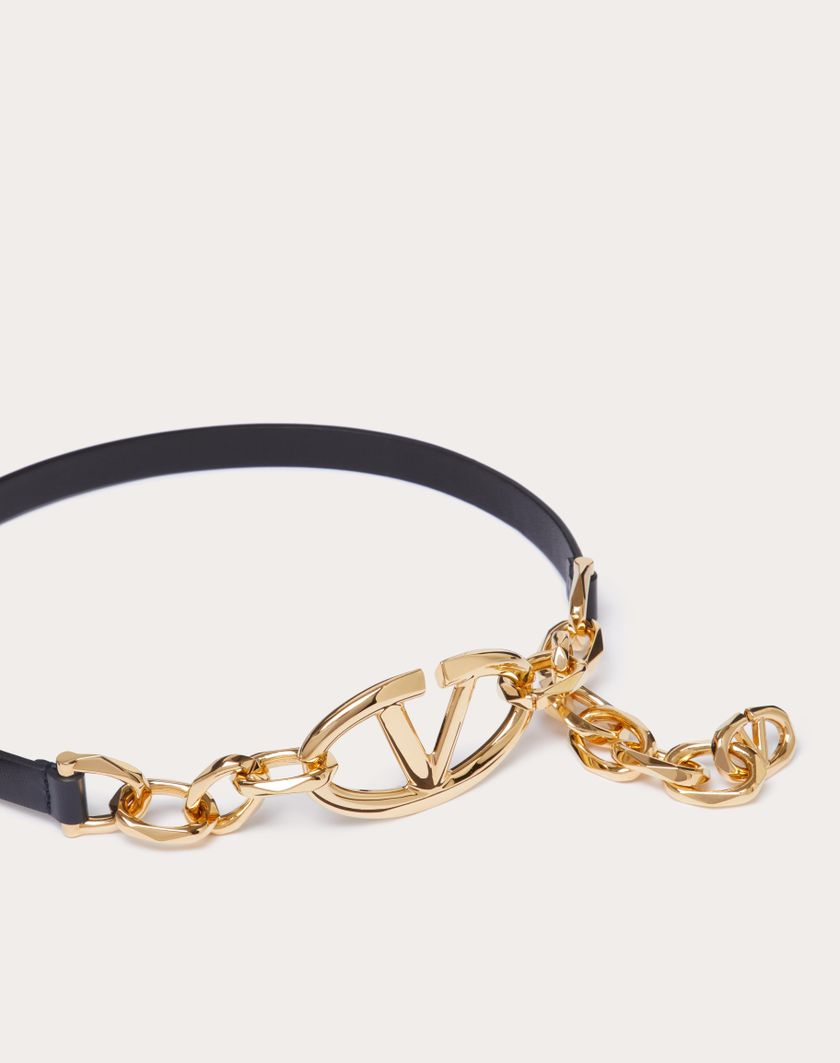 Valentino Handbags Cintura Vlogo The Bold Edition In Vitello Lucido Con Catena Per Donna In Cappuccino | Valentino IT