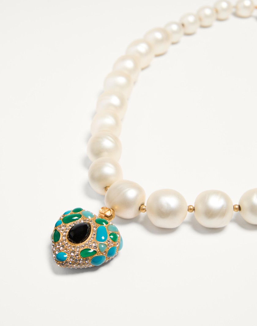 Valentino Handbags Collana Coeur Royal In Metallo Resina Smalto E Cristalli Swarovski® Per Donna In Multicolor | Valentino IT