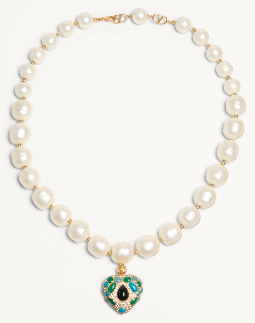 Valentino Handbags Collana Coeur Royal In Metallo Resina Smalto E Cristalli Swarovski® per Donna in Multicolor | Valentino IT