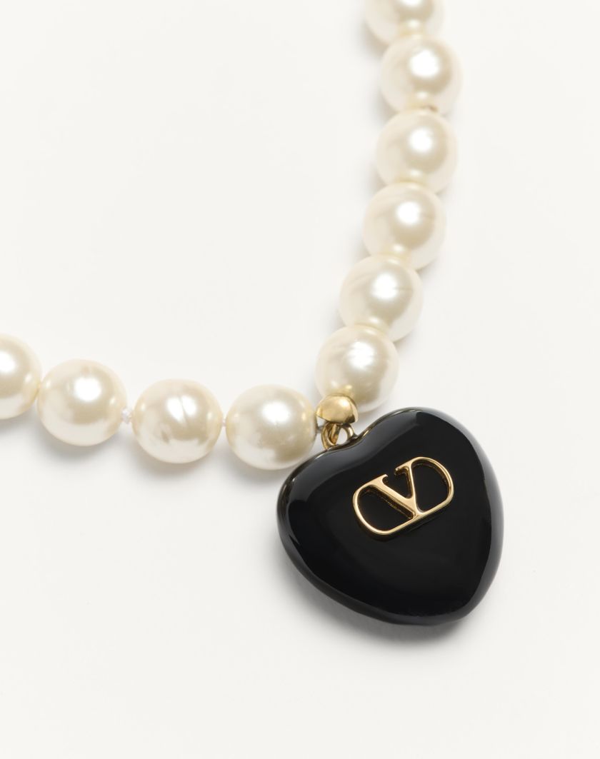 Valentino Handbags Collana Coeur Royal In Metallo Smalto E Perle Per Donna In Multicolor | Valentino IT