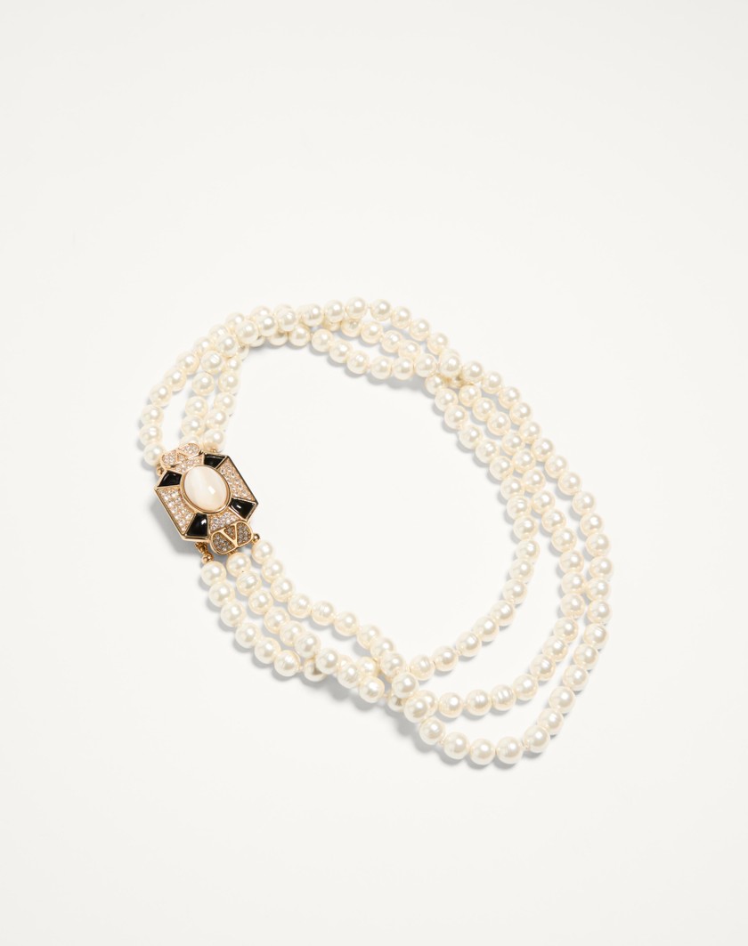 Valentino Handbags Collana Pas Plus In Metallo Smalto Resina Perle E Cristalli Swarovski® Per Donna In Multicolor | Valentino IT