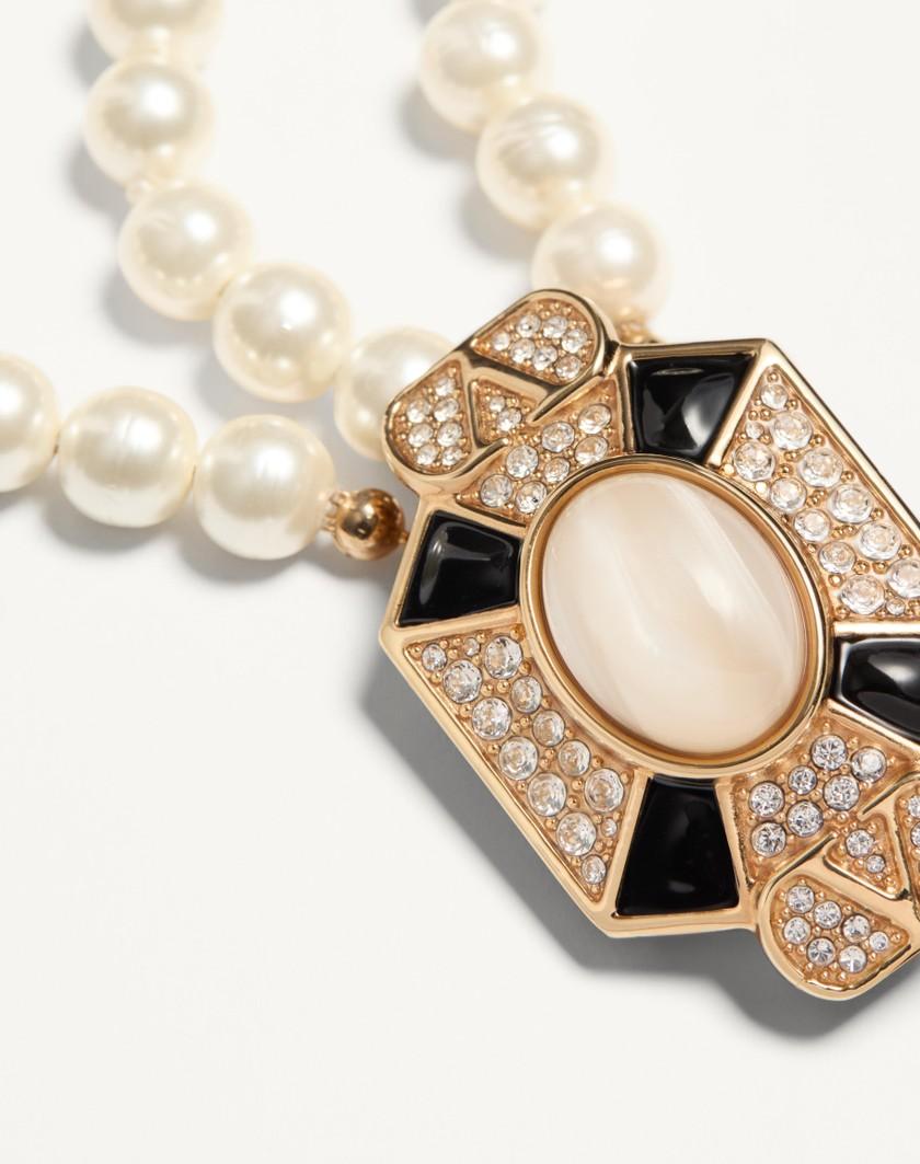 Valentino Handbags Collana Pas Plus In Metallo Smalto Resina Perle E Cristalli Swarovski® Per Donna In Multicolor | Valentino IT