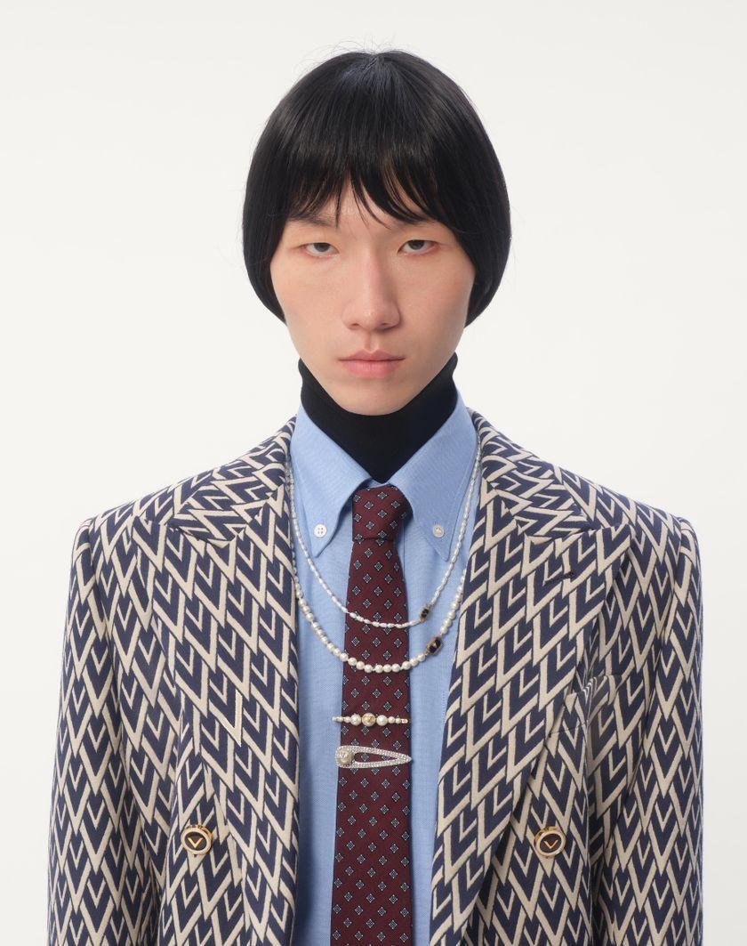 Valentino Handbags Collana Valentino Garavani Ovalette In Metallo Smalto E Perle Per Uomo In Oro/nero/crema | Valentino IT