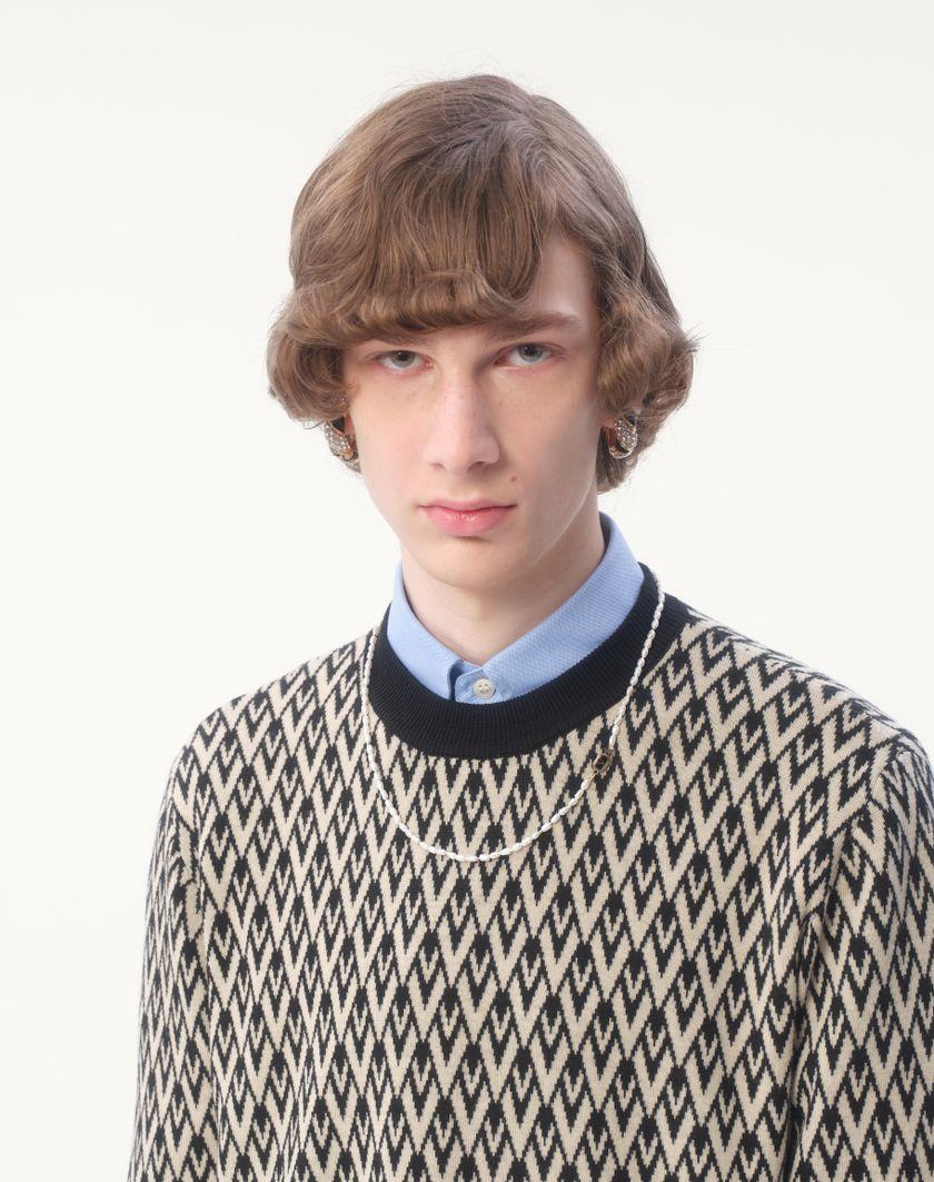 Valentino Handbags Collana Valentino Garavani Ovalette In Metallo Smalto E Perle Per Uomo In Oro/nero/crema | Valentino IT