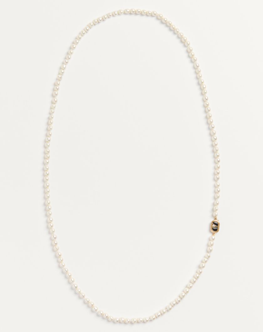 Valentino Handbags Collana Valentino Garavani Ovalette In Metallo Smalto E Perle per Uomo in Oro/nero/crema | Valentino IT