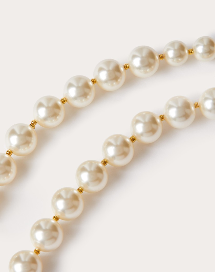 Valentino Handbags Collana Vlogo Signature In Metallo E Perle Swarovski® Per Uomo In Rutenio | Valentino IT