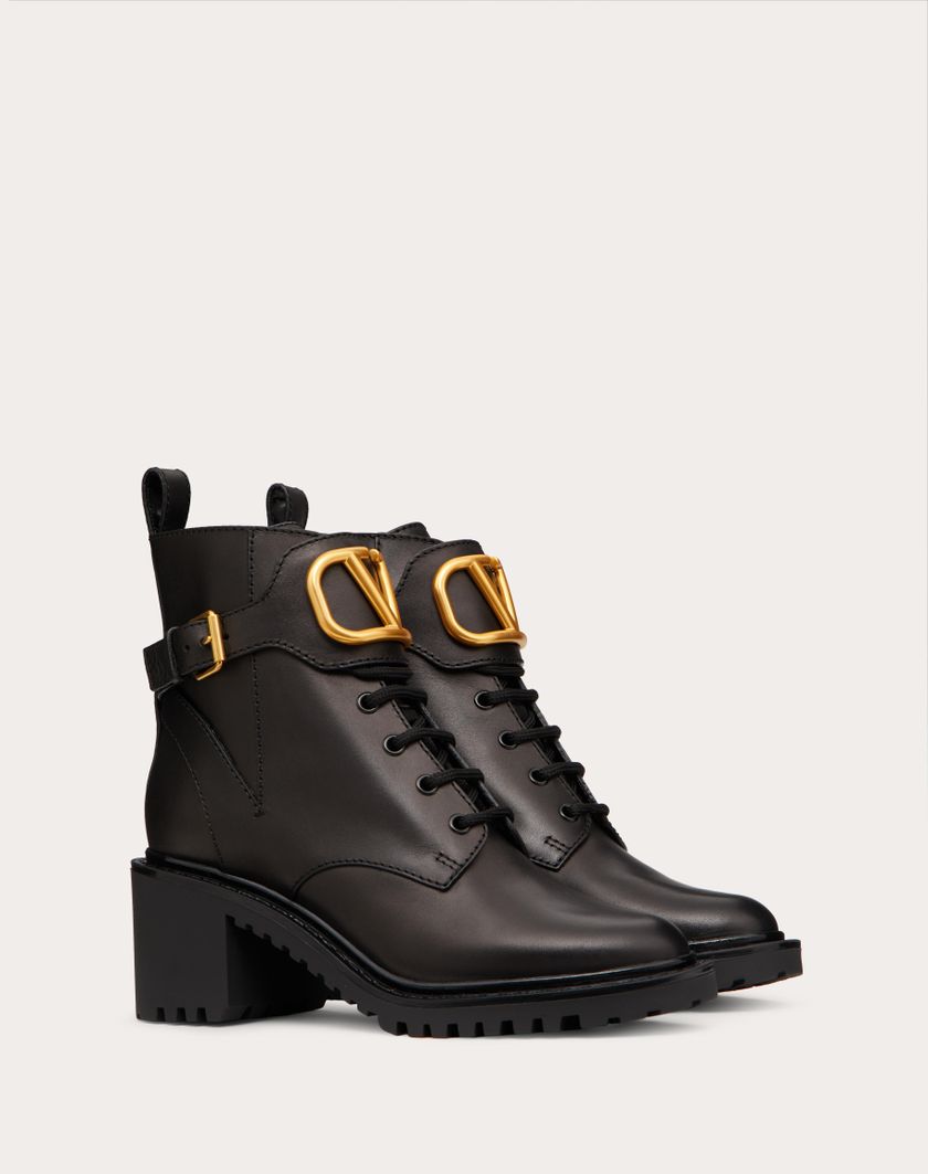 Valentino Handbags Combat Boot Vlogo Signature In Vitello 70mm Per Donna In Nero | Valentino IT