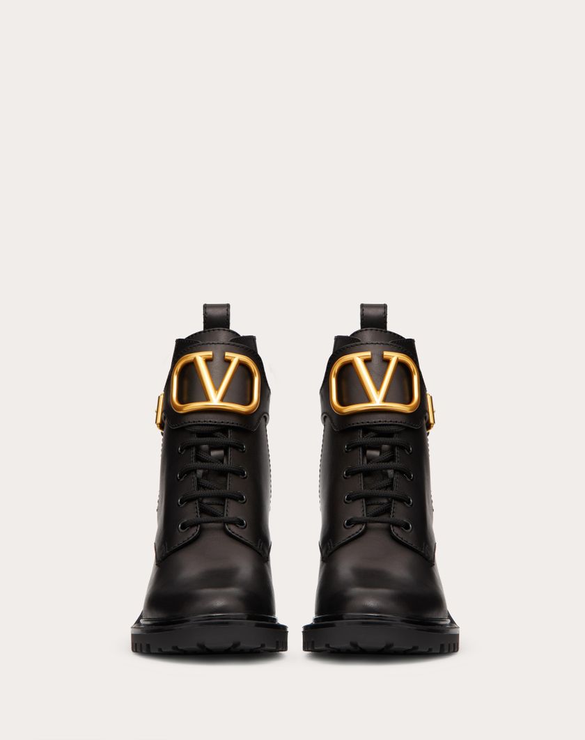 Valentino Handbags Combat Boot Vlogo Signature In Vitello 70mm Per Donna In Nero | Valentino IT
