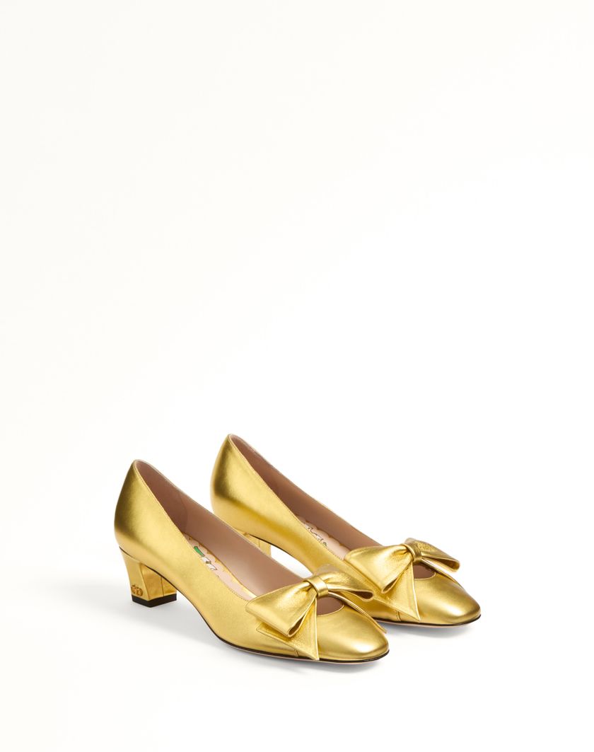 Valentino Handbags Décolleté Bowow In Nappa Laminata 45mm Per Donna In Silver | Valentino IT