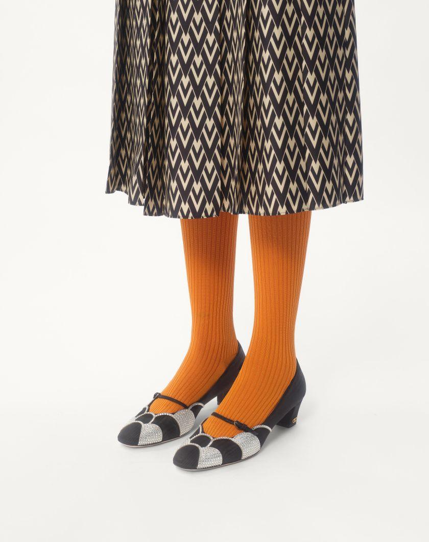 Valentino Handbags Décolleté Bowow In Tessuto Moirè Con Cristalli 45mm Per Donna In Rosa/silver | Valentino IT