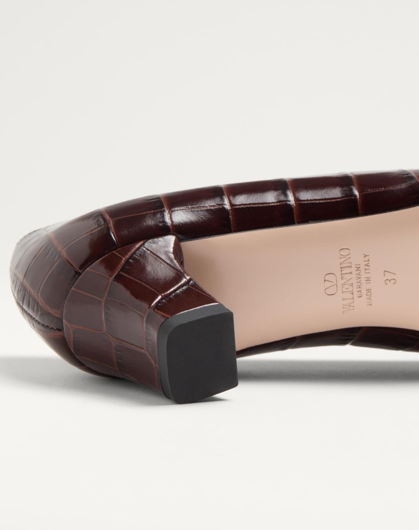 Valentino Handbags Décolleté Bowow In Vitello Stampato 45mm Per Donna In Marrone | Valentino IT