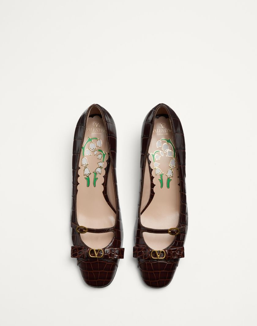 Valentino Handbags Décolleté Bowow In Vitello Stampato 45mm Per Donna In Marrone | Valentino IT