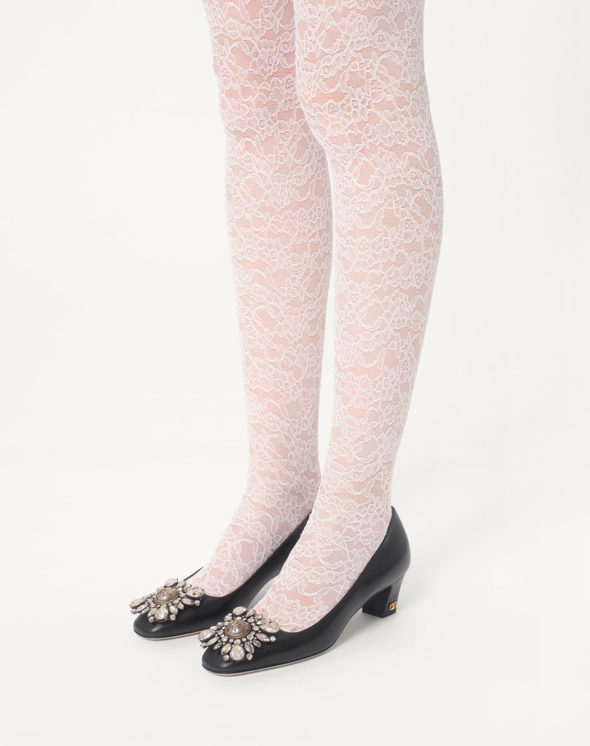 Valentino Handbags Décolleté Preshoes In Capretto Con Cristalli 45mm Per Donna In Nero/silver | Valentino IT