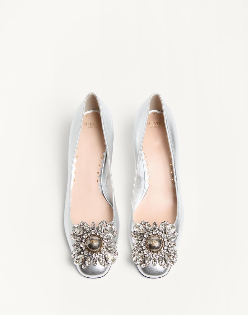 Valentino Handbags Décolleté Preshoes In Nappa Laminata Con Cristalli 45mm Per Donna In Silver | Valentino IT