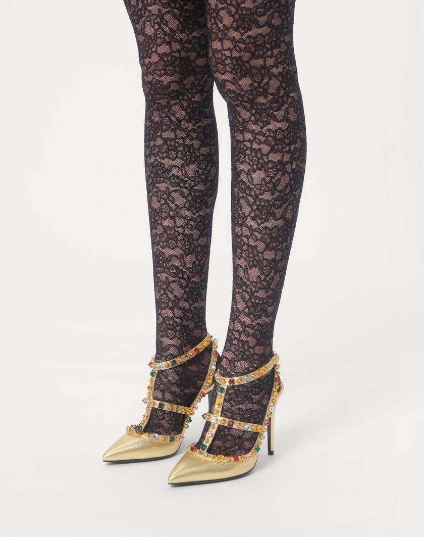 Valentino Handbags Décolleté Rockstud In Nappa Laminata Con Cabochon E Cristalli 100mm Per Donna In Multicolor | Valentino IT