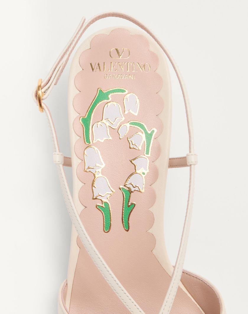 Valentino Handbags Décolleté Slingback Bowow In Capretto Con Specchi E Cristalli 45mm Per Donna In Avorio/silver | Valentino IT