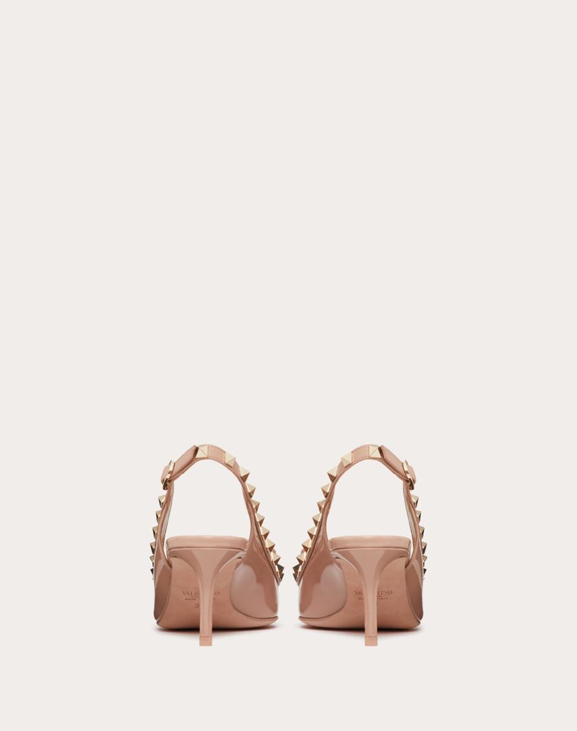 Valentino Handbags Décolleté Slingback Rockstud Bow In Vernice 60mm Per Donna In Rose Cannelle | Valentino IT