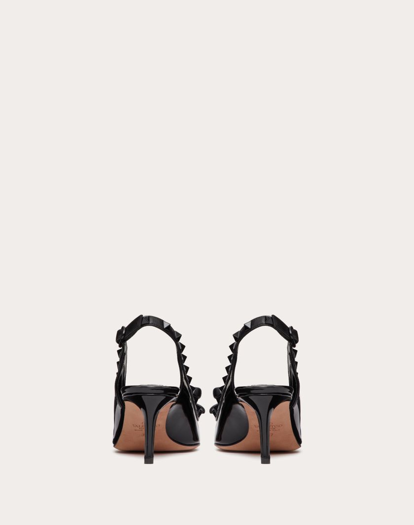 Valentino Handbags Décolleté Slingback Rockstud Bow In Vernice E Borchie In Tono 60mm Per Donna In Nero | Valentino IT