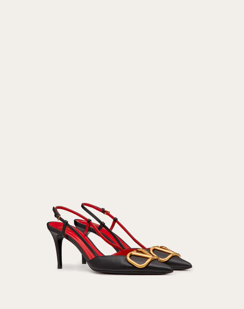 Valentino Handbags Décolleté Slingback Vlogo Signature In Vitello 80mm Per Donna In Mandorla | Valentino IT