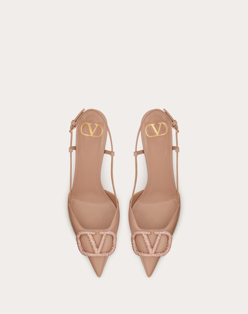 Valentino Handbags Décolleté Slingback Vlogo Signature In Vitello 80mm Per Donna In Rose Cannelle | Valentino IT