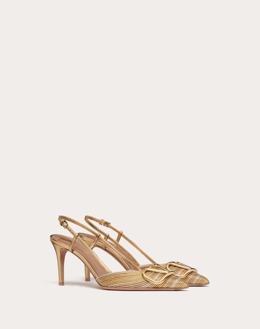 Valentino Handbags Décolleté Slingback Vlogo Signature Metalizzato Con Ricamo Cornely 80mm Per Donna In Oro | Valentino IT