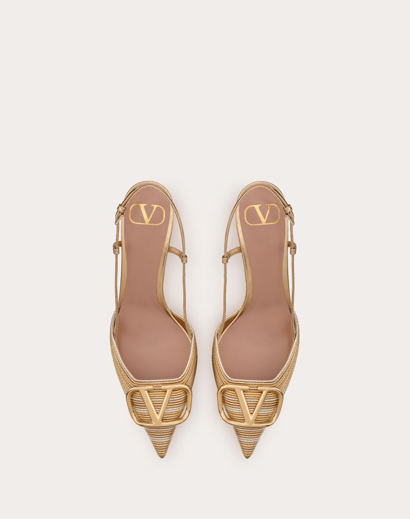 Valentino Handbags Décolleté Slingback Vlogo Signature Metalizzato Con Ricamo Cornely 80mm Per Donna In Oro | Valentino IT